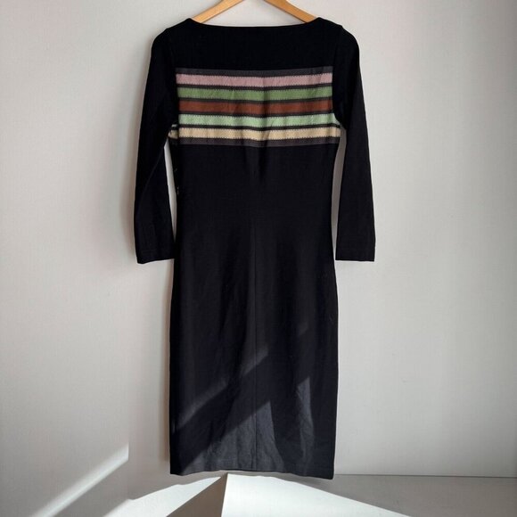 Roberta Di Camerino Belt Print Black Bodycon Dress 6 - Picture 7 of 11